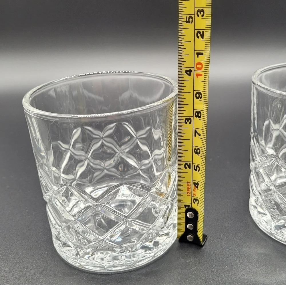 Courvoisier Cognac Brandy Glasses Cut Glass Embossed Set of 2​​​